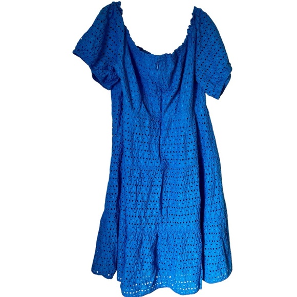 Lane Bryant Off the Shoulder Blue Eyelet Women's Dress Size 24 - Picture 2 of 8